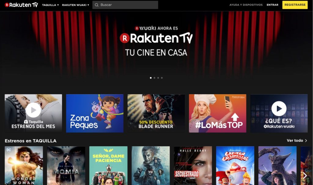 Rakuten pantalla