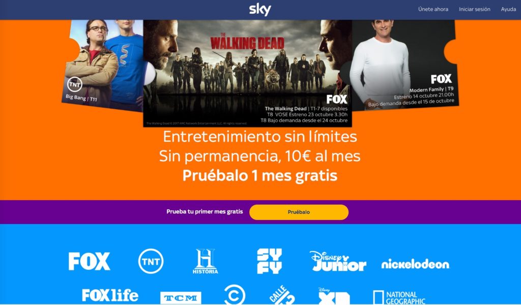 Sky pantalla