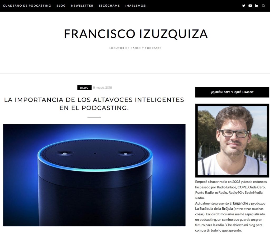 Captura de pantalla del blog franciscoizuzquiza.com