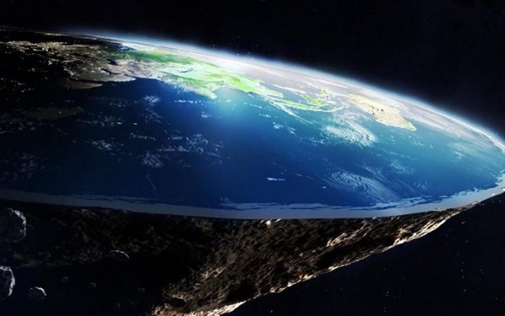 Fotomontaje de la Tierra con apariencia plana